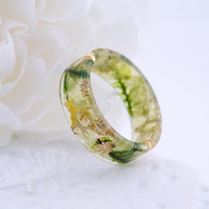 Ring Real Moss, Green and Grey Moss Ring, Forest Moss, Nature Inspired Resin Band, Forest Moss Ring, Forest Resin Ring. Terrarium Ring