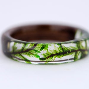 resin moss rings Womens wood ring Forest jewelry nature lover gift men moss terrarium natural moss botanical jewelry rings for women rings image 8