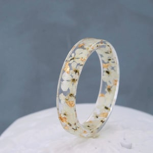 White Wedding Ring. Wedding Band. White Ring. White Resin Ring with Gold Flakes. Wedding Gifts. Gift Idea.