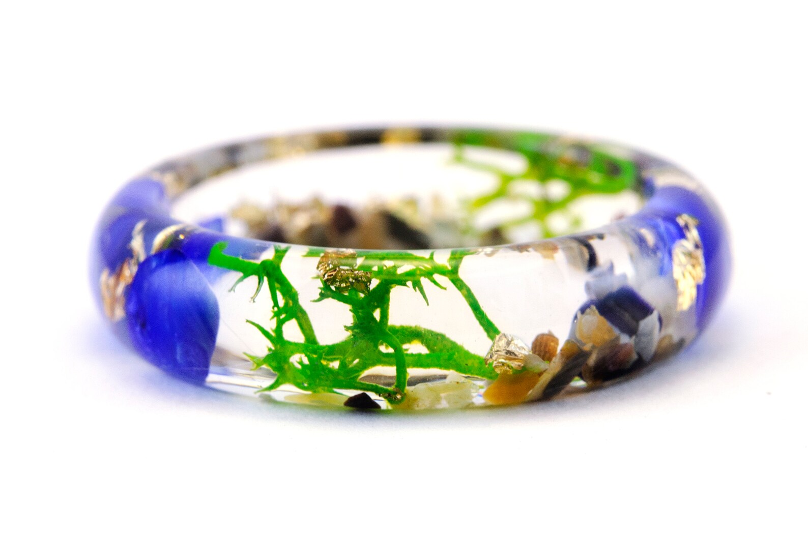 Ocean Resin Ring With Blue Stones Sea Sand Corals and 24K - Etsy