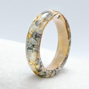 Birch Bark Forest Ring, Forest Plant Wooden Ring, Resin Wood Ring,  Birch Ring with Tourmaline Quartz, Nature Wedding Rings, Women Ring.