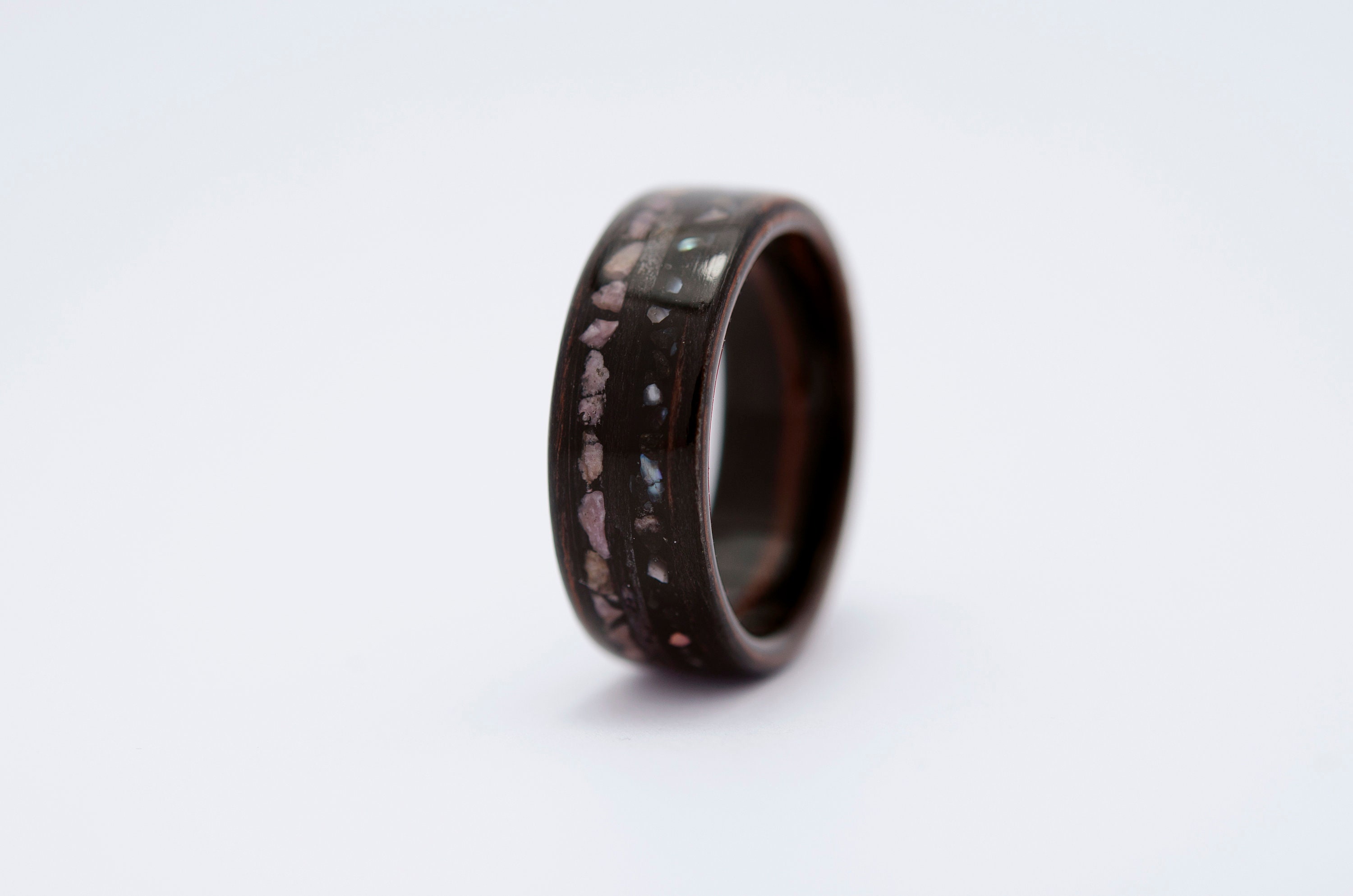 Bent Wood Ring With Black Jet Stone Mens Wood Ring Men Etsy