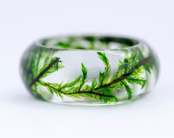 Real Moss Ring,  statement ring Nature resin green moss ring, Terrarium jewelry, Botanical resin ring, Forest jewelry
