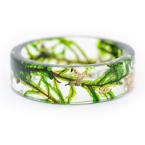 Mens ring Real Moss Ring Statement ring men Terrarium jewelry Botanical resin ring Forest jewelry Custom band Nature wedding ring men