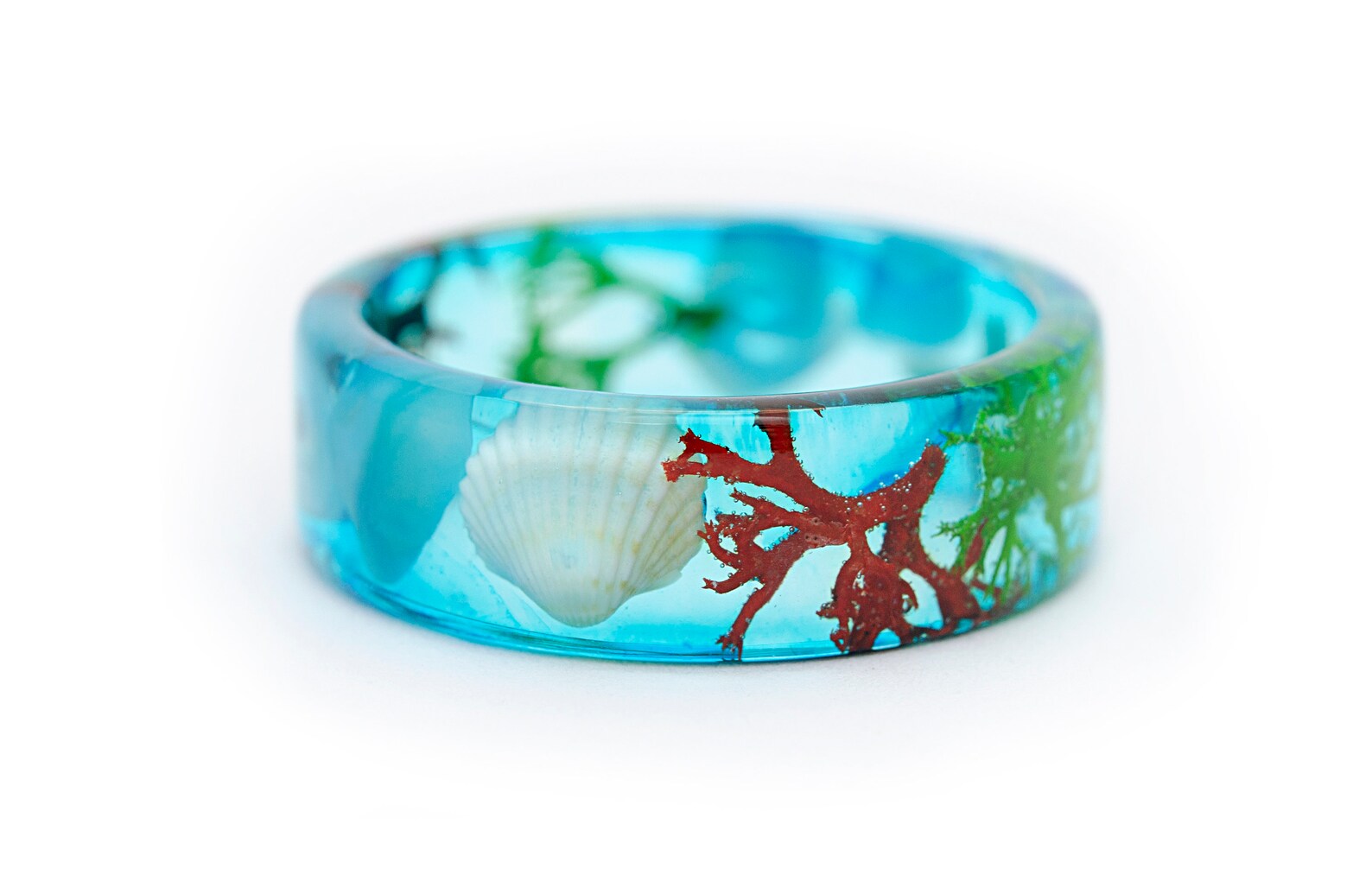 Blue Resin Ring Beach Ocean Jewelry Gift Blue Resin Ring | Etsy