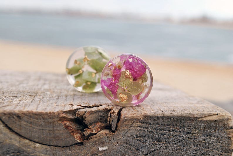 Ear plugs Real flower plugs Resin plug earrings Magic Etsy