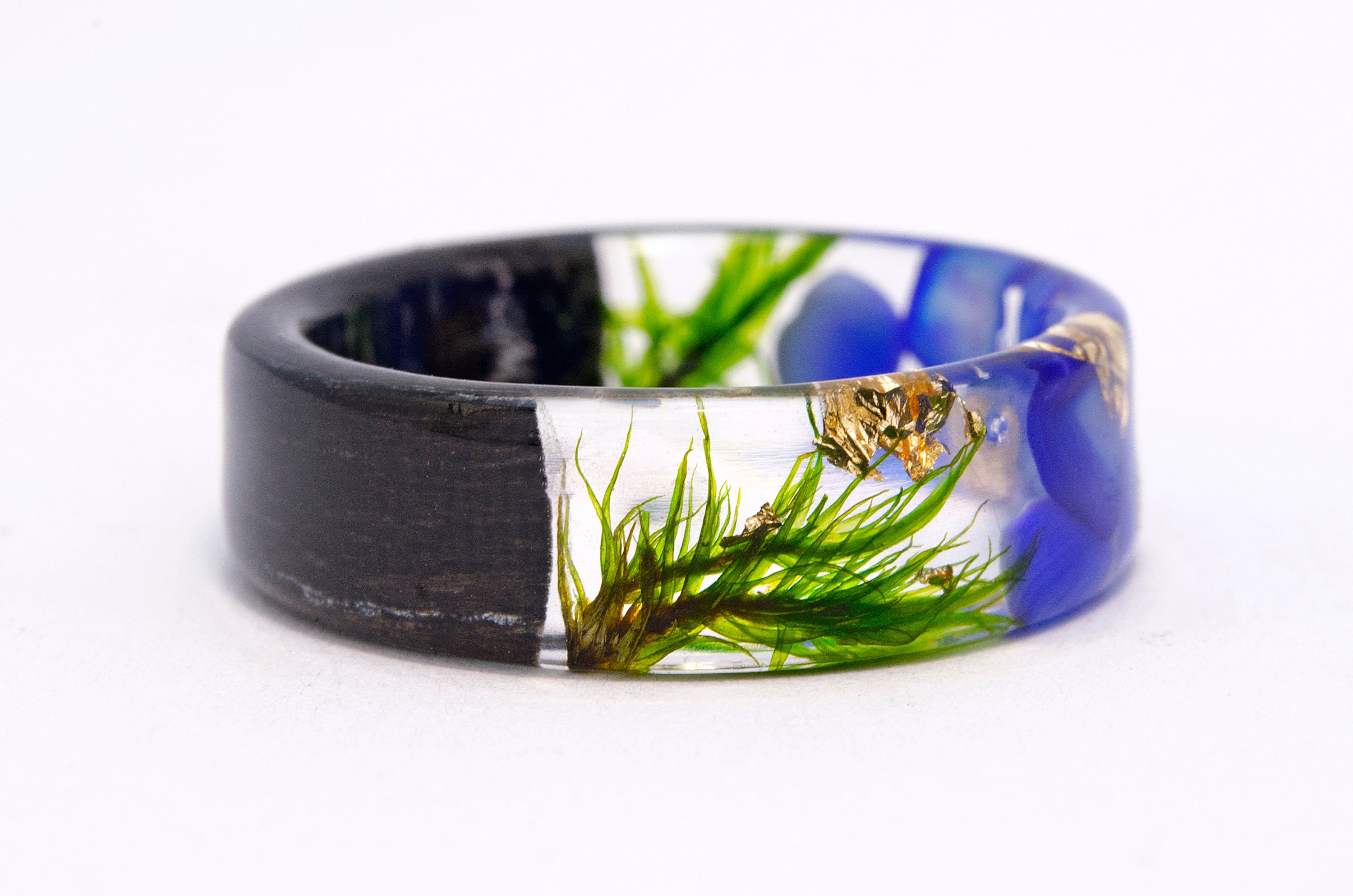 Ebony Wood With Moss and Blue Chrysocolla. Ebony Wood Jewelry. Etsy