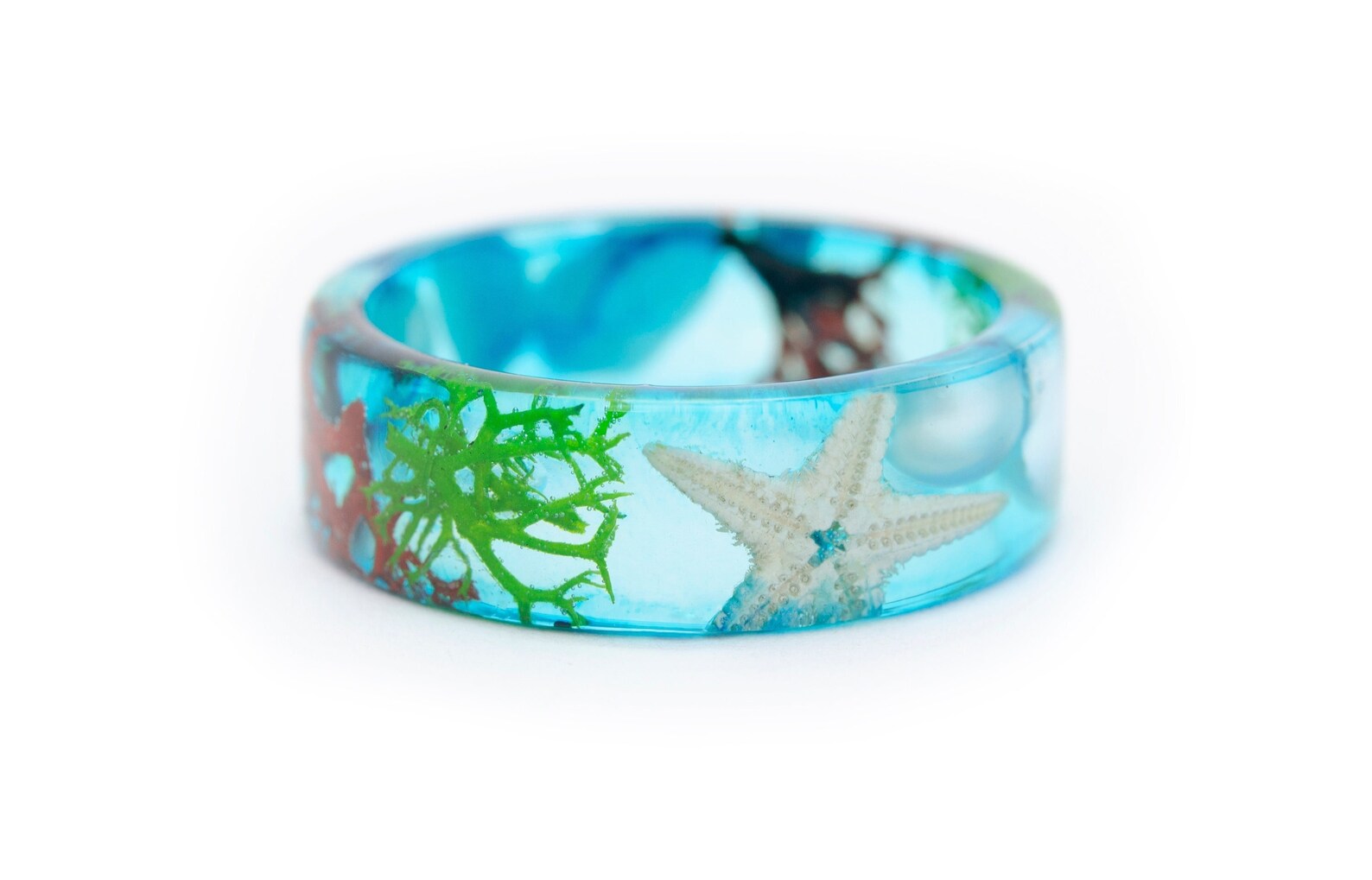 Blue Resin Ring Beach Ocean Jewelry Gift Blue Resin Ring | Etsy