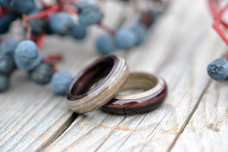 Wooden Wedding Anniversary Couples Ring Set 5th Anniversary Etsy
