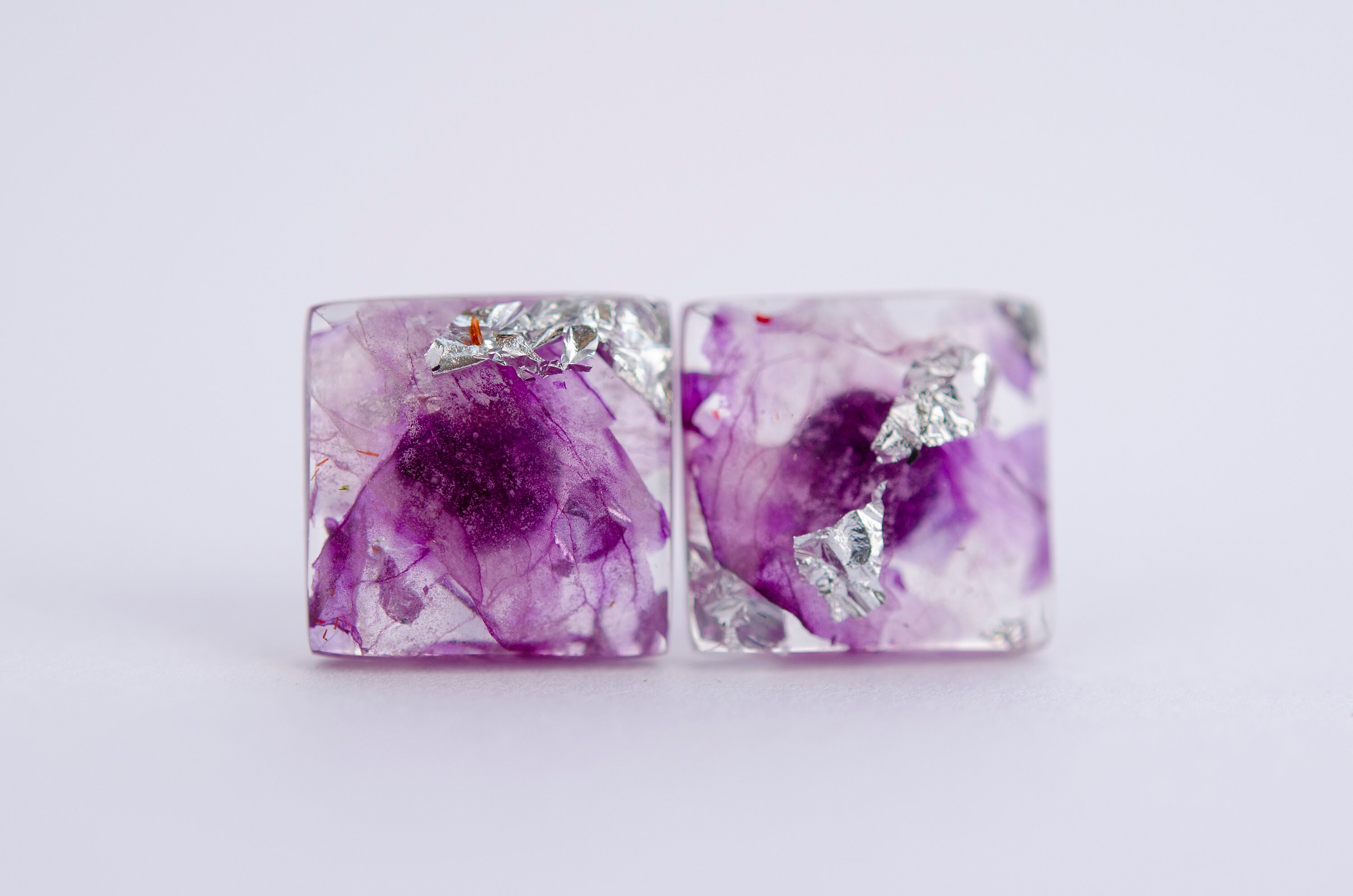 Small Stud Earrings Eco Resin Real Flower Resin Earrings Dried Etsy