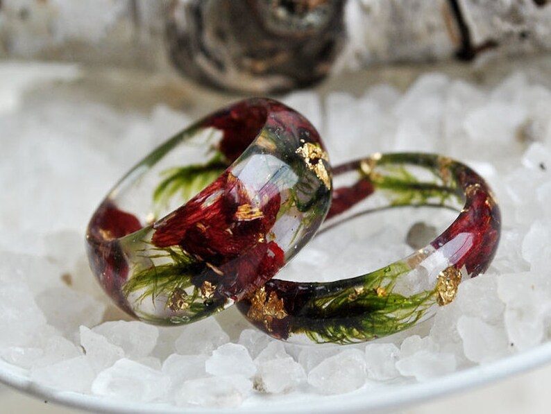 wide band ring forest jewelry,lichen statement ring marsala ring statement jewelry engagement ring pressed real flower ring moss ring