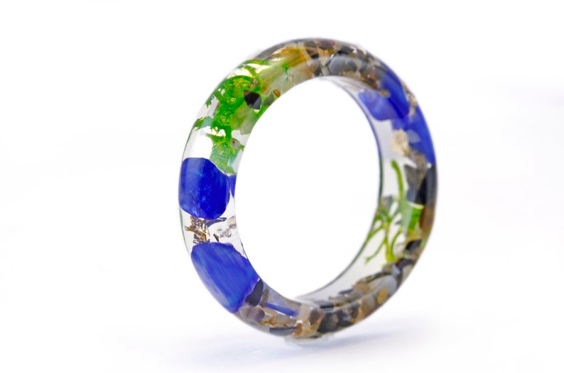 Ocean Resin Ring With Blue Stones Sea Sand Corals and 24K - Etsy