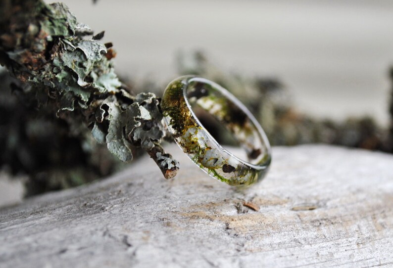 Rustic Ring Mountain Resin Ring Forest Ring Men Wedding Etsy
