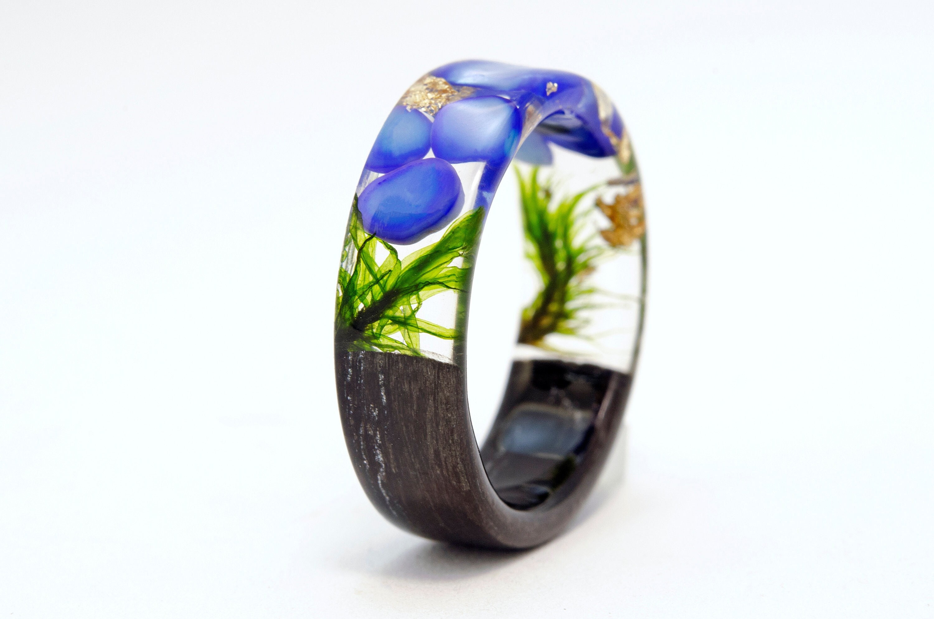 Ebony Wood With Moss and Blue Chrysocolla. Ebony Wood Jewelry. Etsy