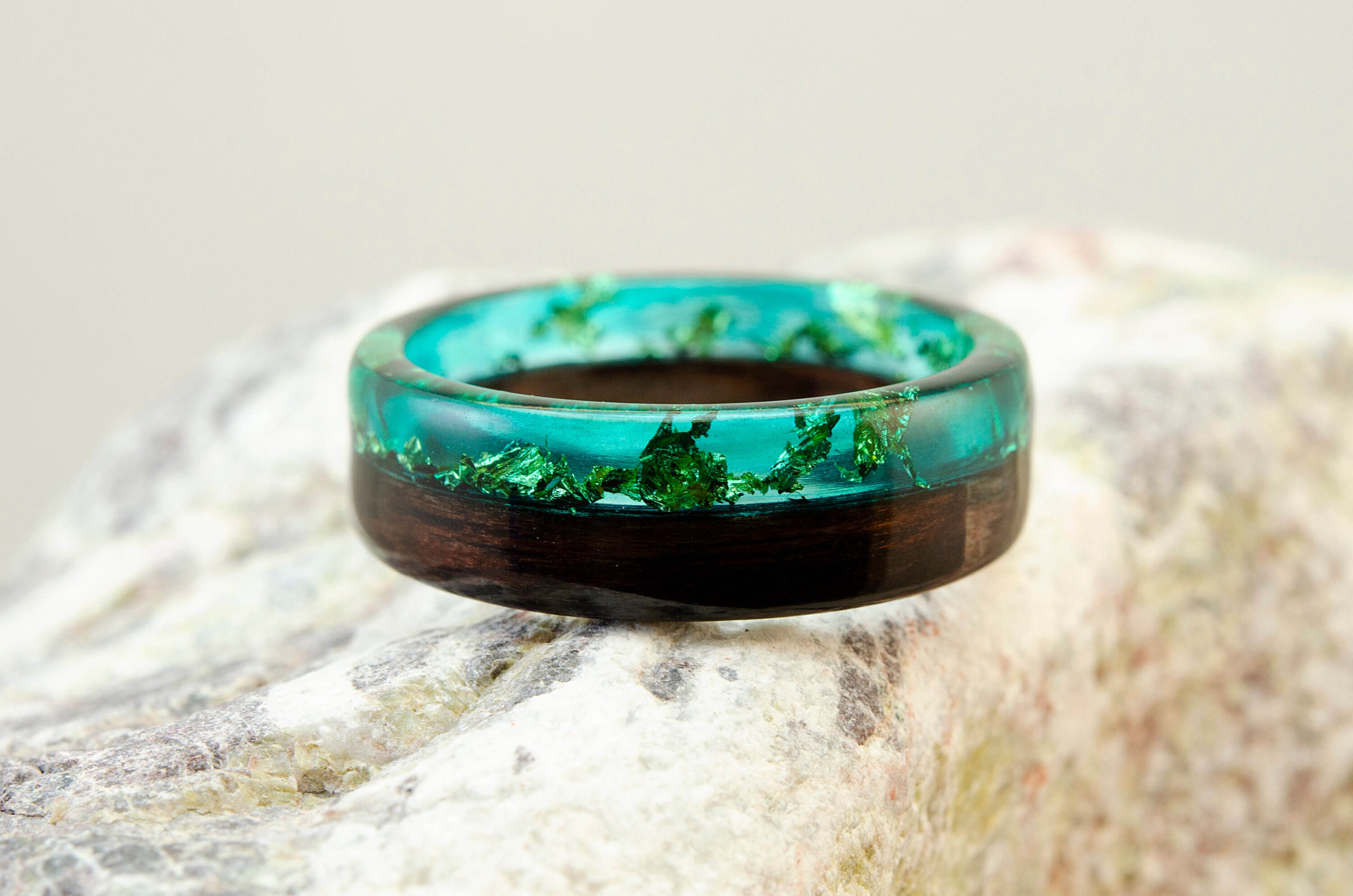 Wood ring animal jewelry Wood resin ring Red moon Wolf Engagement wooden  rings - Shop Green Wood General Rings - Pinkoi