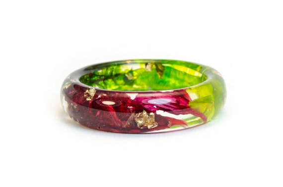 resin flower ring,Carnation Flower Resin Ring, Nature Flower Ring,Burgundy Ring,promise ring for her,Nature engagement ring, Romantic Ring,
