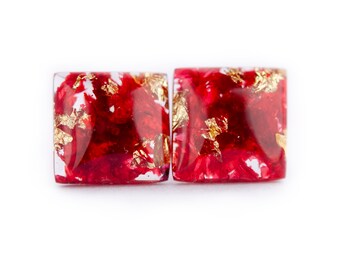 Earrings with Red Rose. Red Rose Earrings. Red Rose Silver Earrings. Rose Resin Earring, Pressed Flower Red Rose. Roses  Flower earrings
