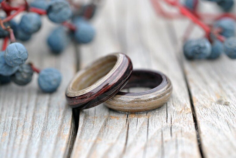 Wooden Wedding Anniversary Couples Ring Set 5th Anniversary Etsy