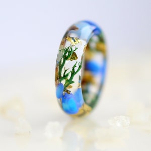 Ocean Resin Ring With Blue Stones Sea Sand Corals and 24K - Etsy