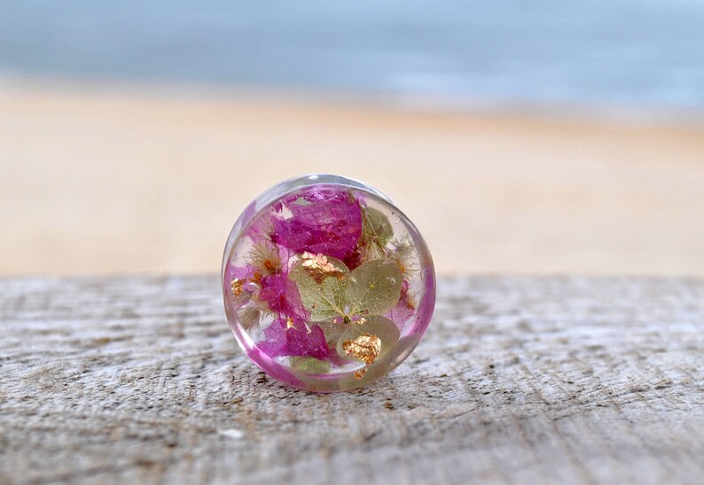 Ear plugs Real flower plugs Resin plug earrings Magic Etsy