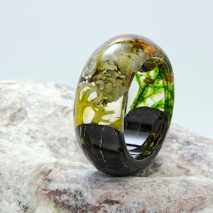 Ebony Wood Ring, Mens Wedding Band, Black Wood Ring with Grey  Moss, Wedding Band For Him, Forest Moss Bentwood Ring, 5 Year Anniversary