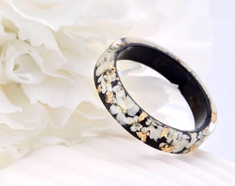 Black Resin Queen Anne's Lace Ring. Handmade Resin Wedding Ring, Engagement Ring. Queen Anne's Lace Jewelry. Black Resin Ring.