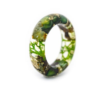 Forest Ring. Moss and Lichen Terrarium Ring. Moss Resin Ring, Mountain Ring, Resin Ring With Moss, Green Moss Ring, Terrarium Resin Ring