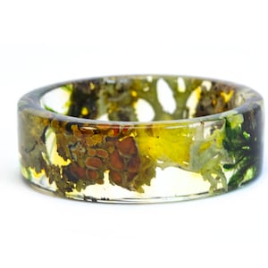 Ring Real Moss, Resin Ring Resin Ring, Forest Moss. Woodland ring, Nature Inspired Resin Band, Forest Moss Ring, Forest Resin Ring. Gold24K image 4