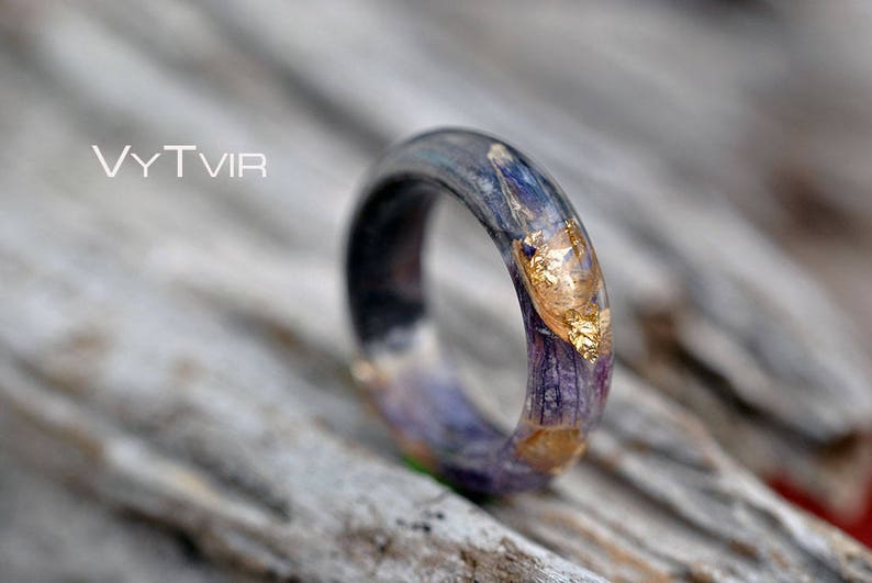 Wood Resin Rings Flower Resin Rings Mens Resin Rings Resin Etsy