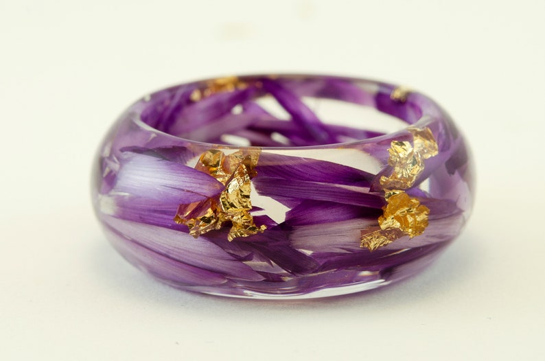 Violet Flower Resin Ring. Wedding Day Resin Ring With Purple Etsy