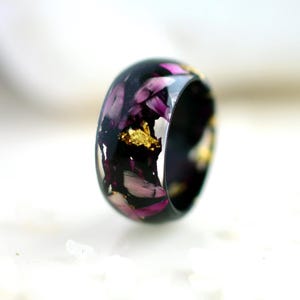 Burgundy Rose Romantic Ring, Resin Ring with Dried Flowers. Promise Ring, Pressed Flower Ring, Nature Resin Ring, Engagement Flower Ring,