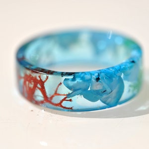 Blue Resin Ring Beach Ocean Jewelry Gift Blue Resin Ring - Etsy