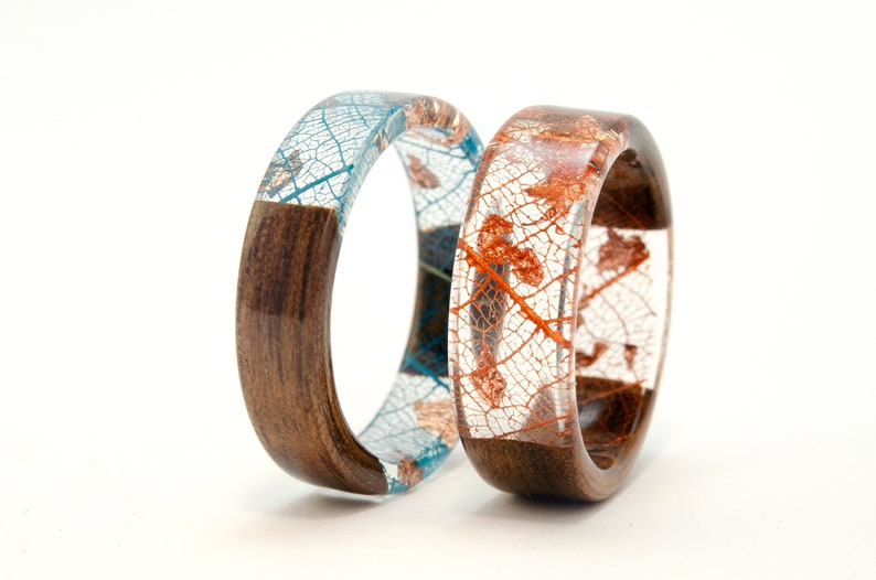 Womens Wood Ringresin Ringforest Jewelry Real Leaf Ring Etsy