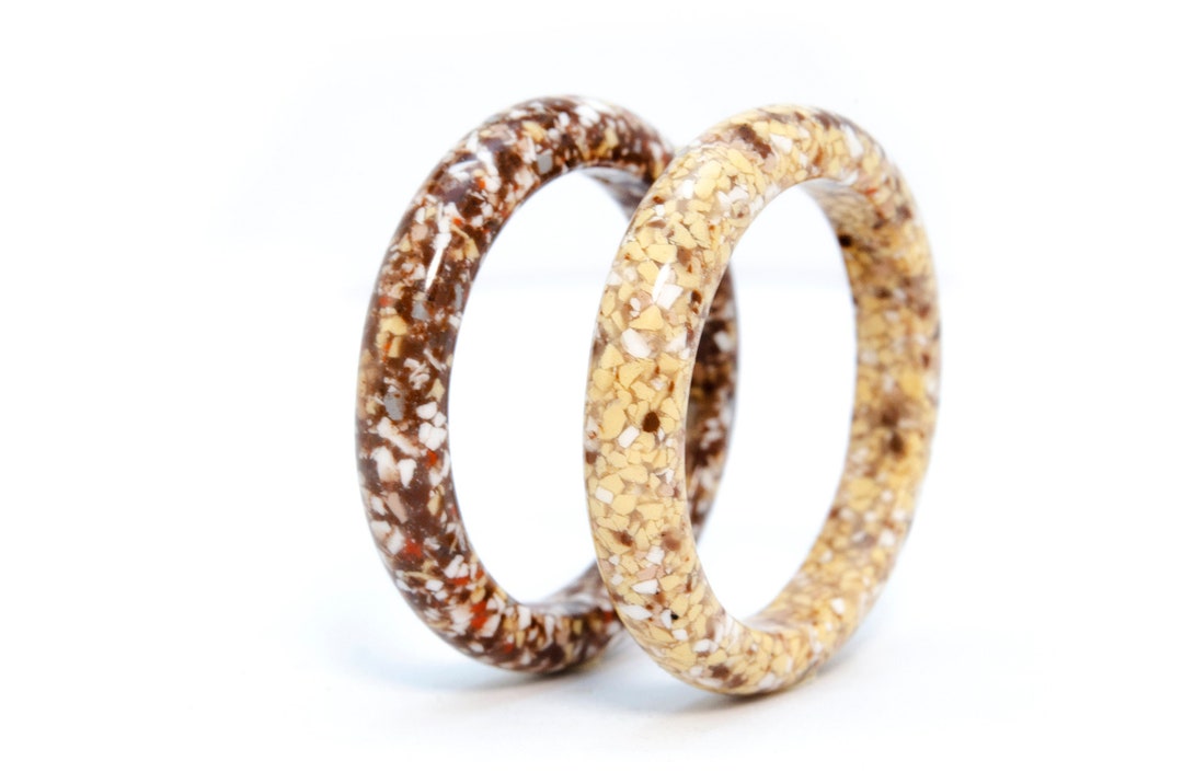 Quartz Inlay Band With White and Yellow Quartz Inlay. Orange Quartz Rings for Men ...