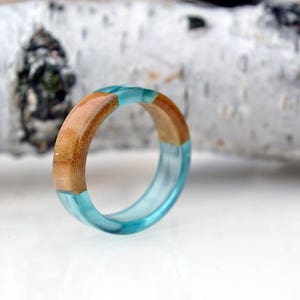 Blue Resin Ring Mermaid Ring Ocean Resin Ring Womens Wood | Etsy
