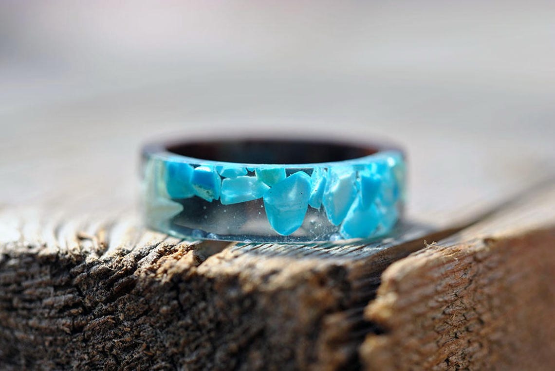 Ocean Resin ring Mermaid Ring Algae Ring Summer Ring | Etsy