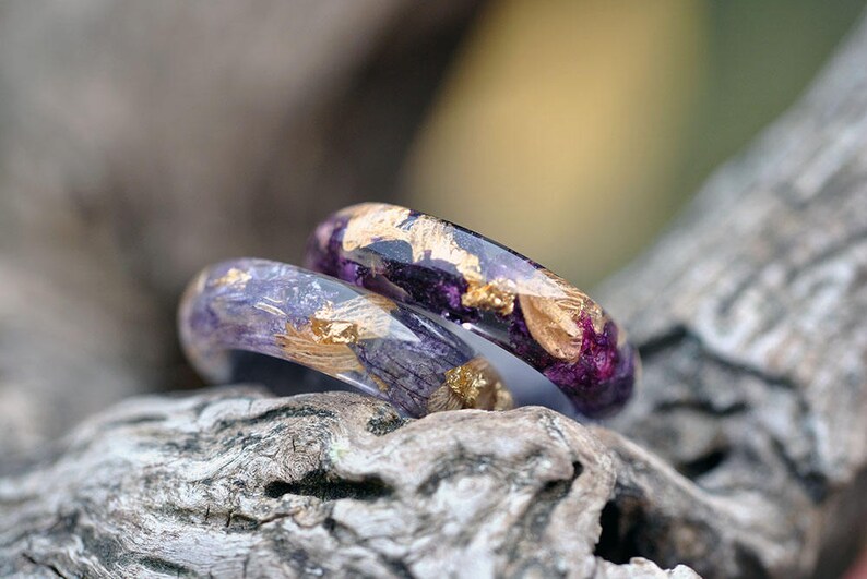 Wood Resin Rings Flower Resin Rings Mens Resin Rings Resin Etsy