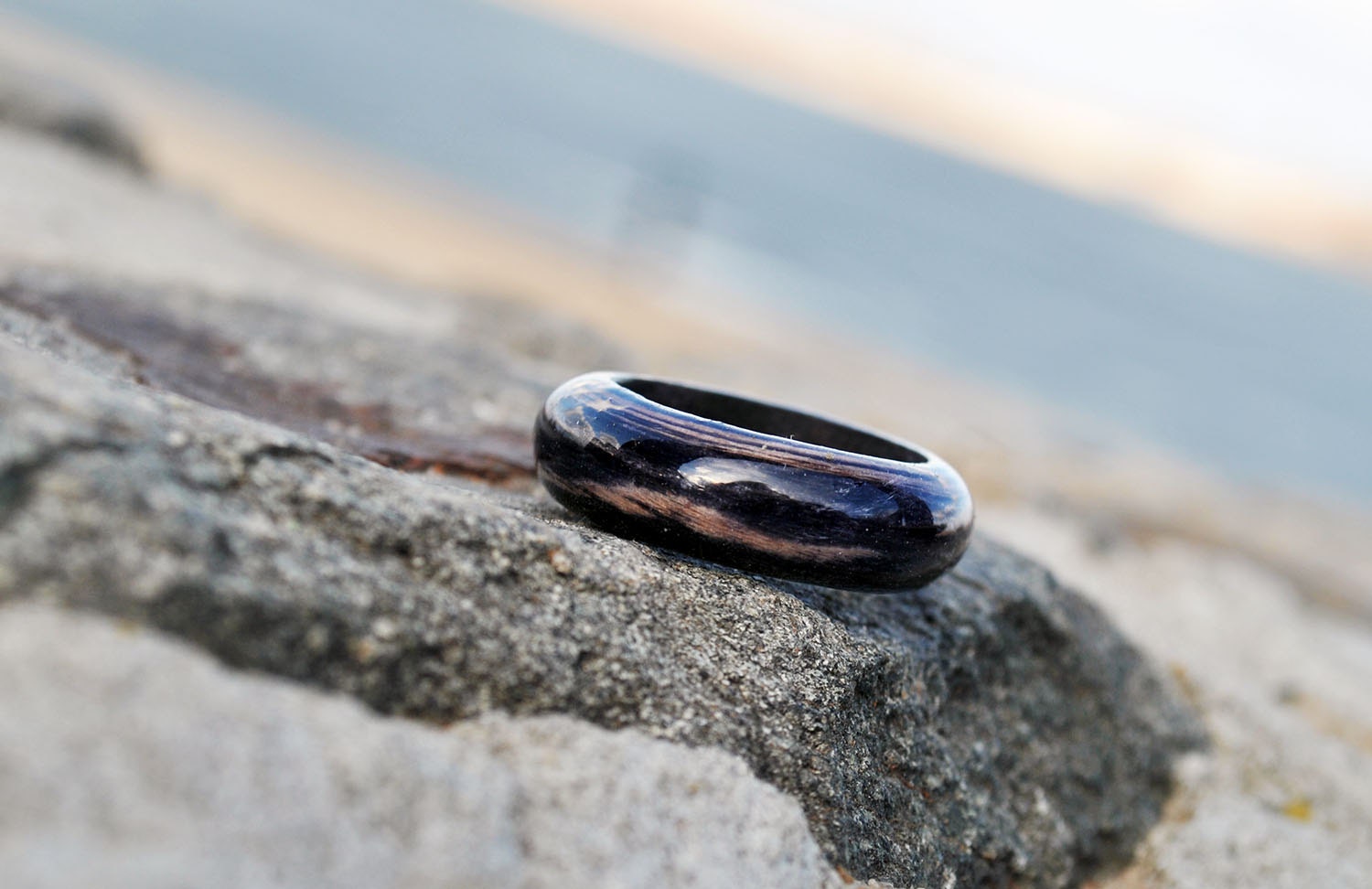Ebony Wooden Ring Handcrafted Wood Wedding Ring Gift For Etsy