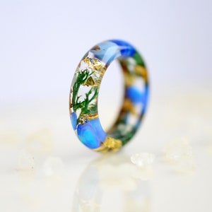 Ocean Resin Ring With Blue Stones Sea Sand Corals and 24K - Etsy