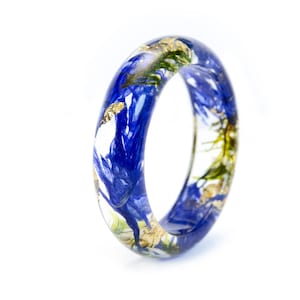 Kornblume Ring, Blaue Blume Ring, Blaue Kornblume Ring, Natur inspiriert Ringe, Harz Ringe Blume, Blaue Blumen gepresst, Gold24K
