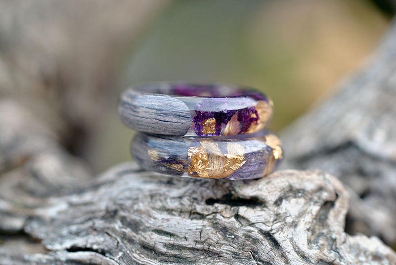 Wood Resin Rings Flower Resin Rings Mens Resin Rings Resin Etsy