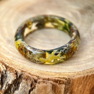 Moss Ring, Nature Inspired Resin Band, Woodland Ring, Nature Inspired Engagement Rings, Resin Moss Rings, Moss Terrarium