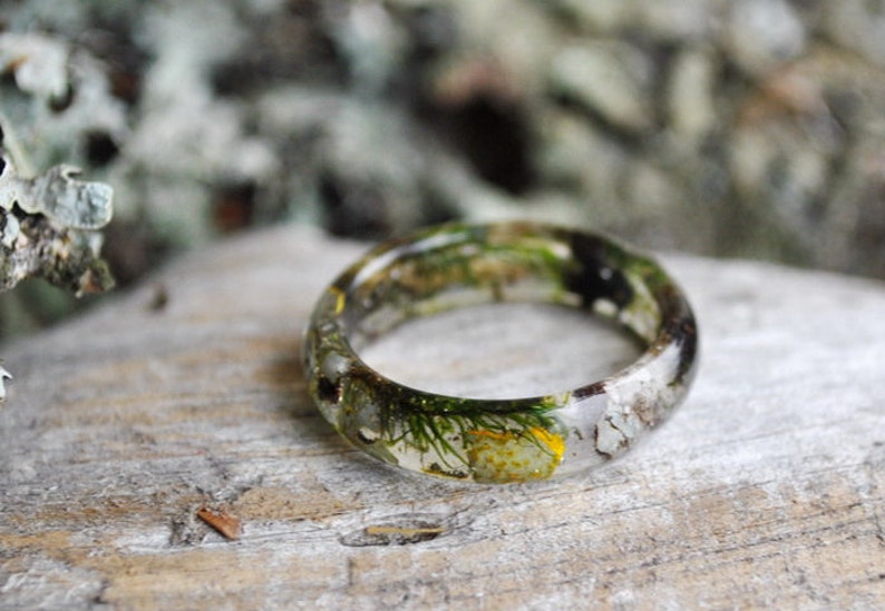 Rustic Ring Mountain Resin Ring Forest Ring Men Wedding Etsy