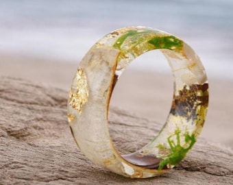 Birch bark Mens ring. Real wooden resin ring. Wood resin ring. Nature resin rings. Boho rings. Rustic ring Eco Friendly white Forest Jewelry