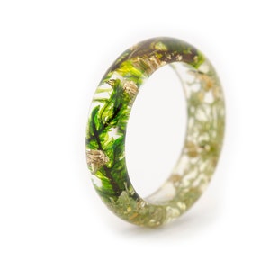 Moss Resin Ring, Green and Grey Moss Ring , Nature Inspired Resin Band, Woodland Ring ,Terrarium Moss, Men's Ring, Unisex Ring, Moss Ring