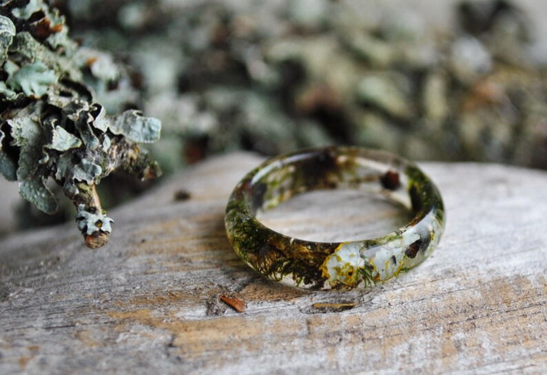 Rustic Ring Mountain Resin Ring Forest Ring Men Wedding Etsy