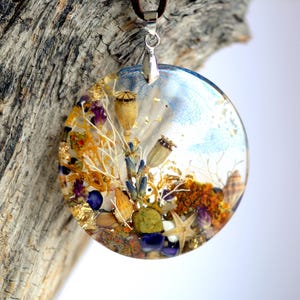 Terrariumsieraden, botanische ketting, korstmosketting, strandterrariumketting, oceaanketting, zeesterhanger, blauwe oceaansieraden