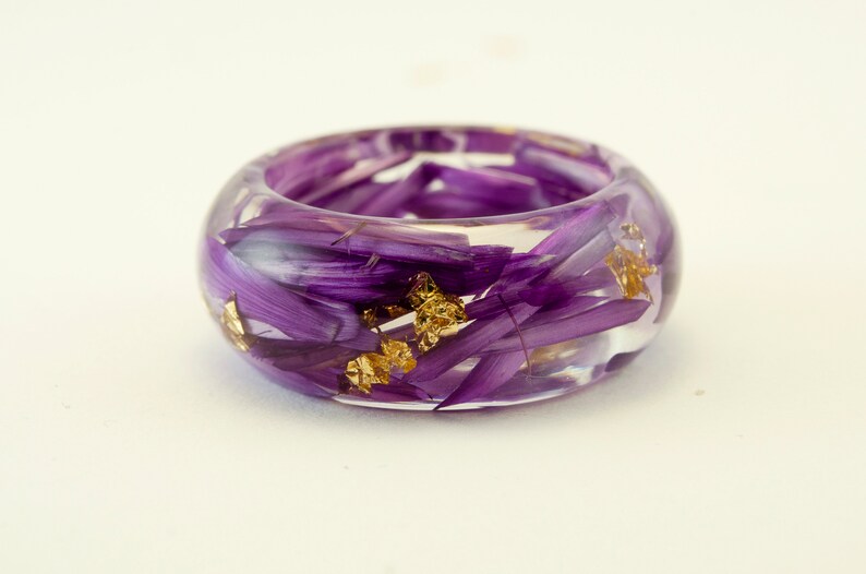 Violet Flower Resin Ring. Wedding Day Resin Ring With Purple Etsy