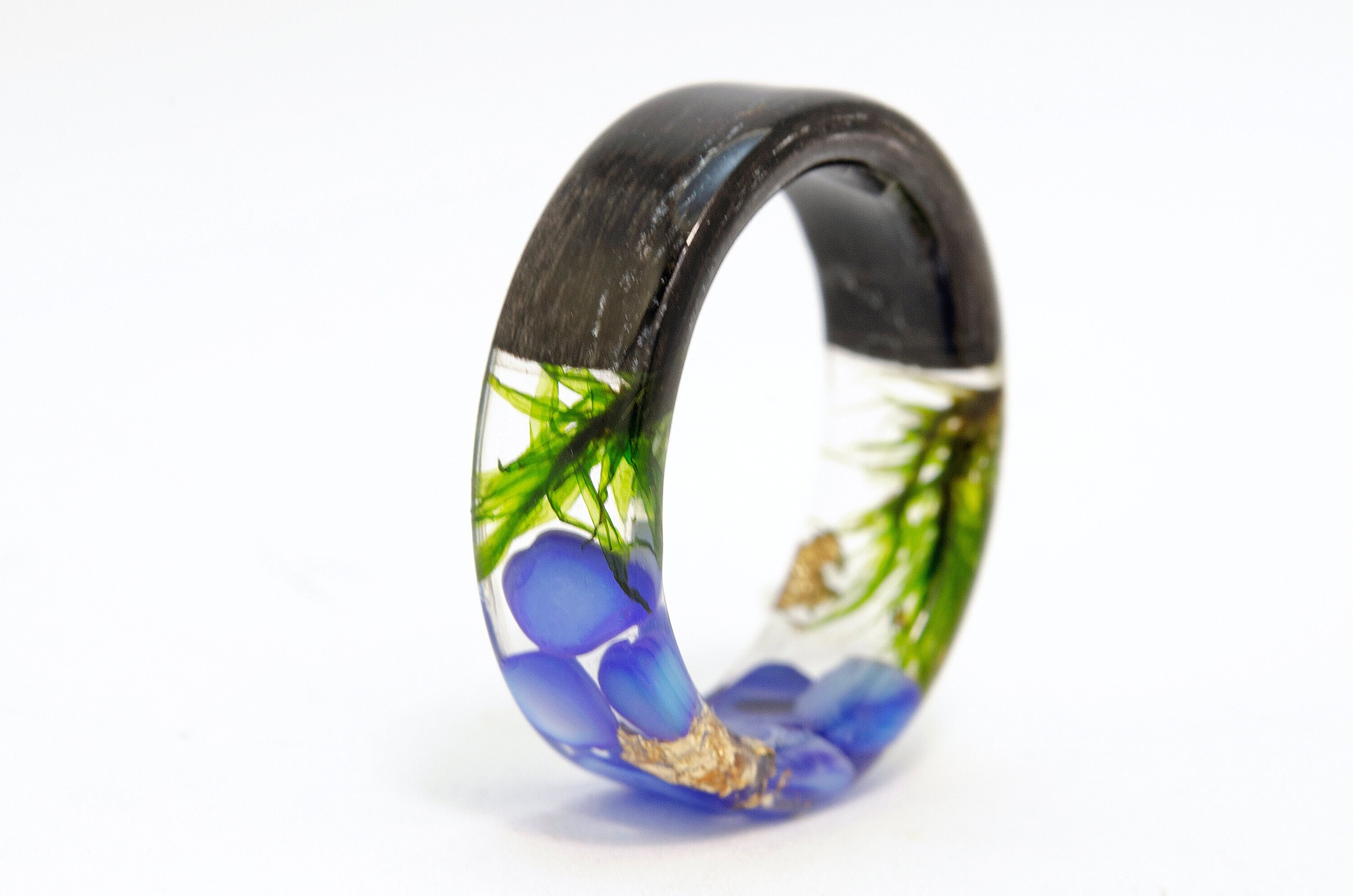 Ebony Wood With Moss and Blue Chrysocolla. Ebony Wood Jewelry. Etsy