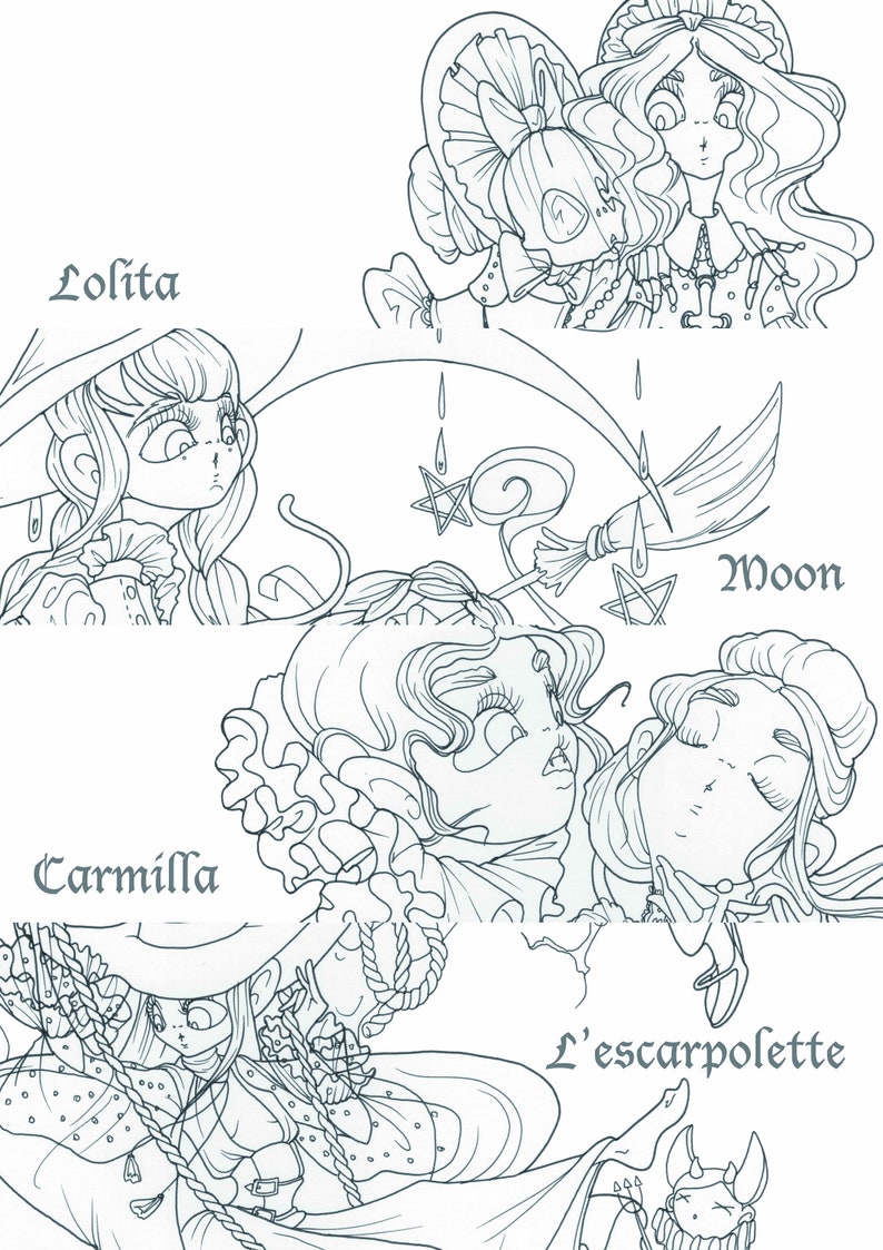 Girlfriends Of Halloween Coloring Book Art Therapy Coloring Pages Pop Surrealism Art Collectibles Pencil Minyamarket Com